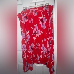 Calvin Klein pleated skirt, red floral